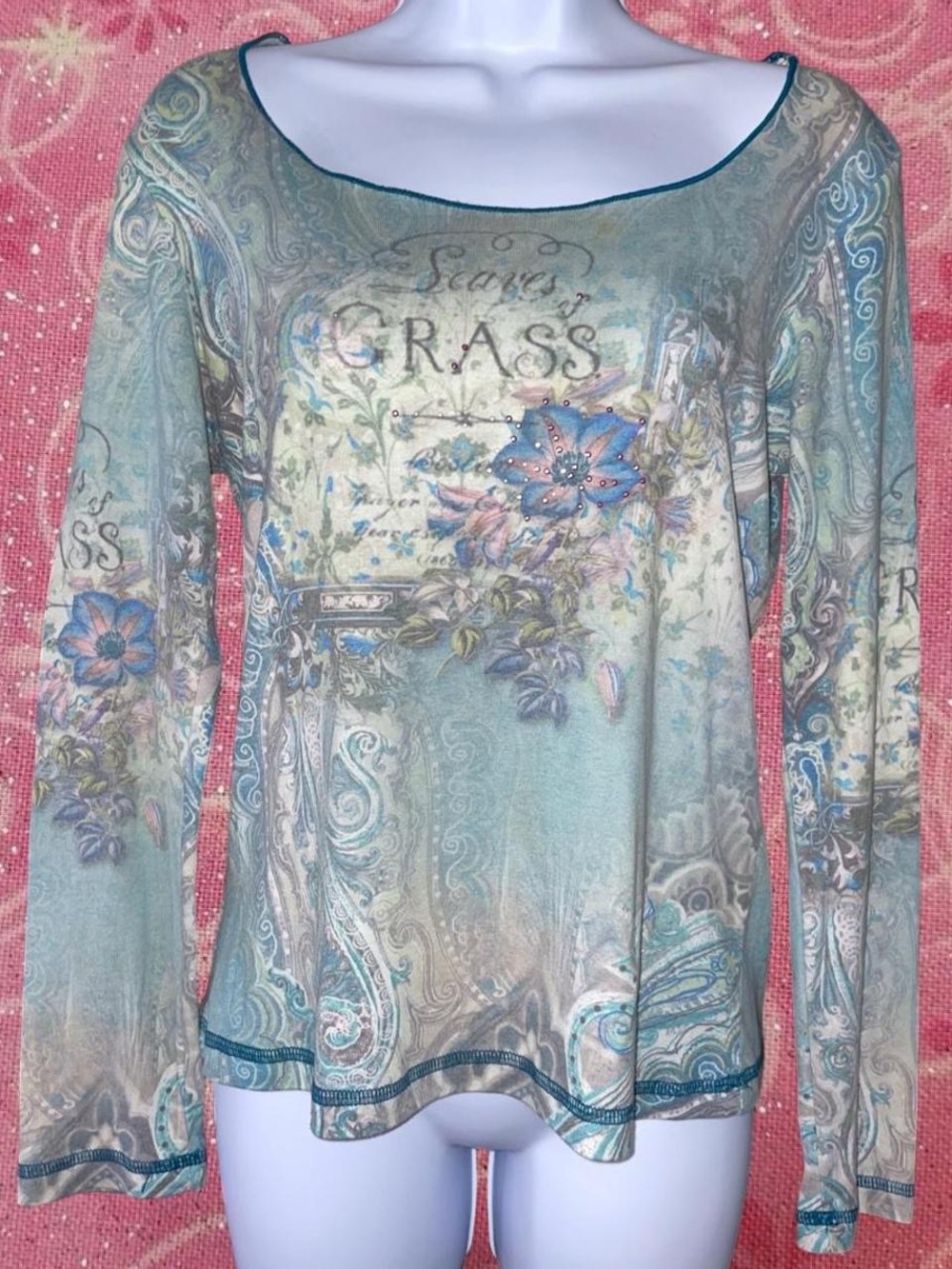 vintage y2k xcit usa leaves of grass top